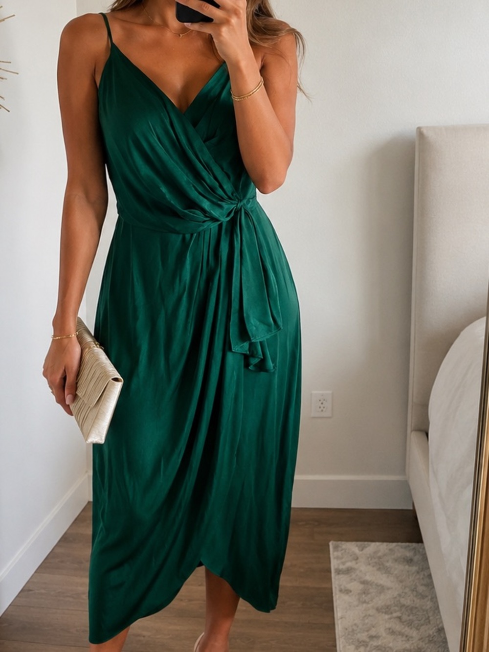 Anthropologie Green Faux Wrap Dress 8